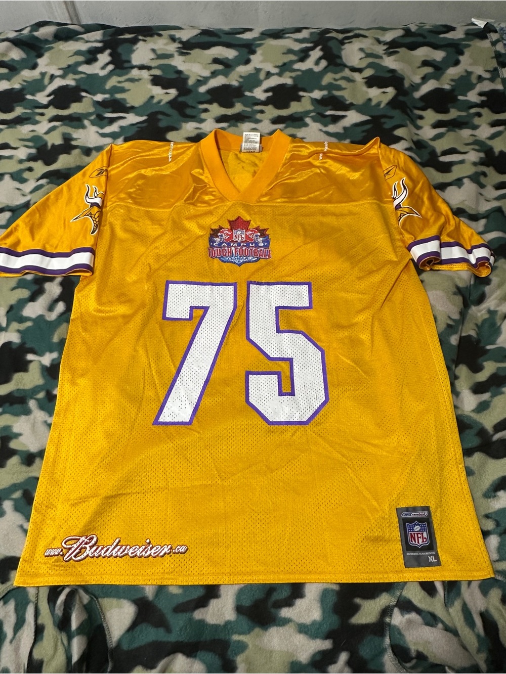 Reebok Yellow and White #75 Football Jersey